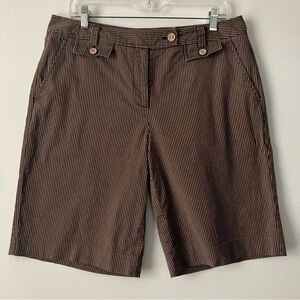 Talbots Bermuda Shorts Brown Cotton Stretch Size 12 High Rise